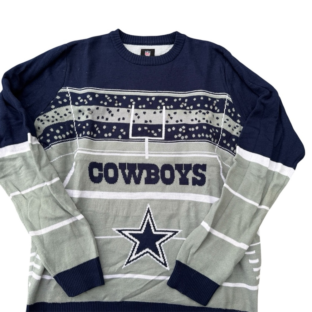 Light-up Cowboys Navy and Gray Men's Sweater